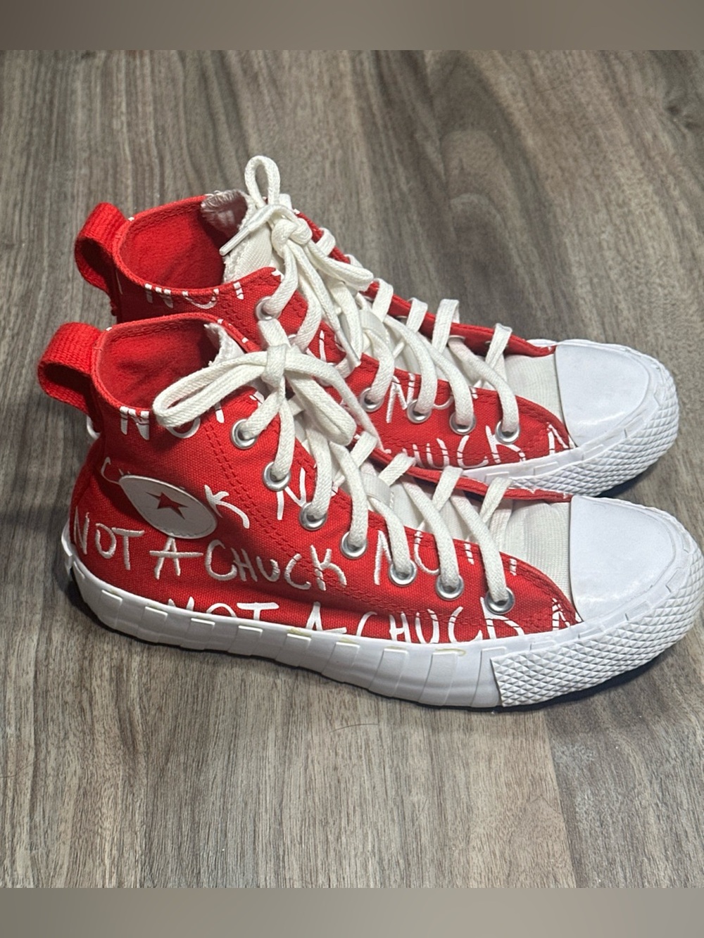 Converse Not A Chuck Red High-Top Sneakers with White Accents
